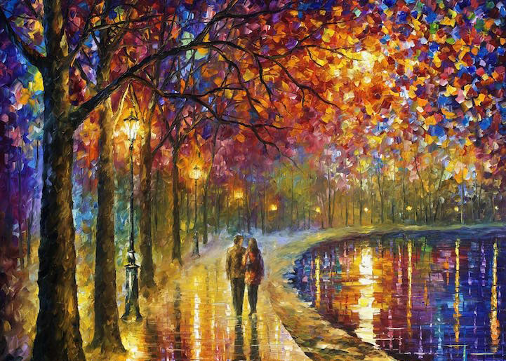 Leonid Afremov秋天风景油画欣赏