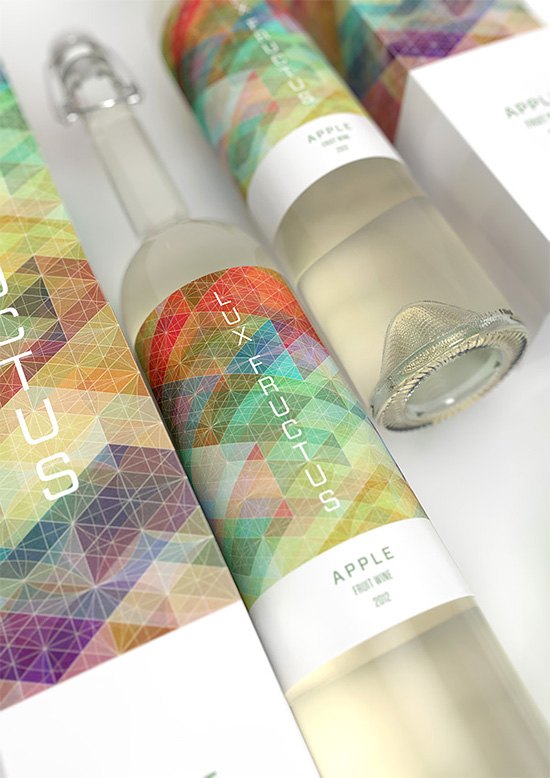 彩色几何纹理LUX果酒包装设计